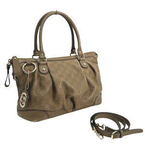 Gucci Sukey Leather Shoulder Bag Handbag Brown